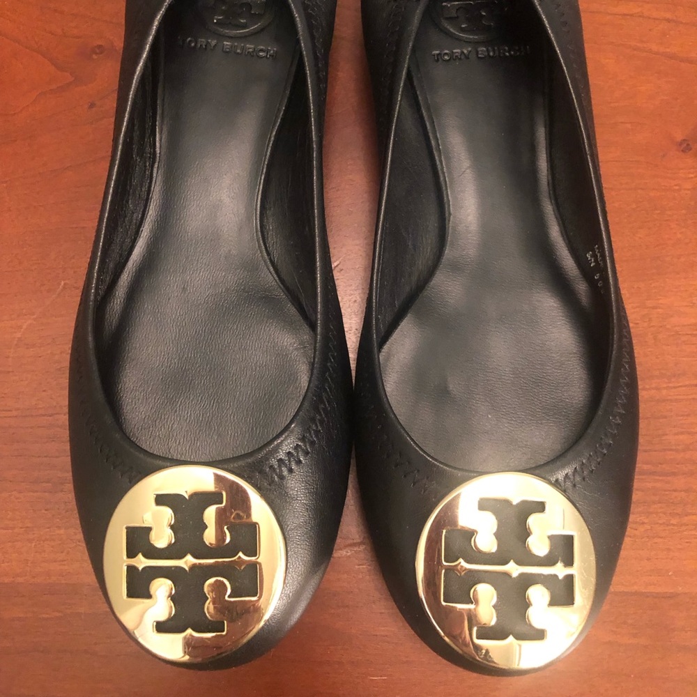 Tory Burch Reva Black Ballet Flats